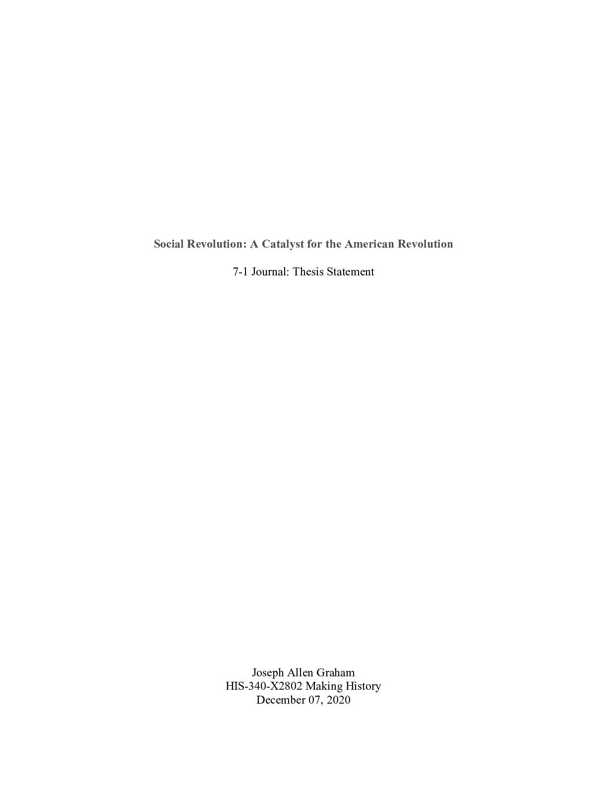 Preview image for  Journal Thesis Statement.docx    Social Revolution: A Catalyst for the American Revolutio